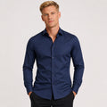 Men's Long-Sleeve Dress Shirt Spread Collar Slim-Fit