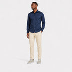 Men's Long-Sleeve Dress Shirt Spread Collar Slim-Fit