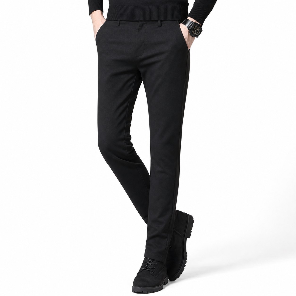 Men's Slim-Fit Tailored Trousers Flat Front