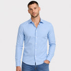 Men's Long-Sleeve Dress Shirt Spread Collar Slim-Fit