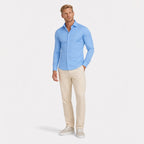 Men's Long-Sleeve Dress Shirt Spread Collar Slim-Fit