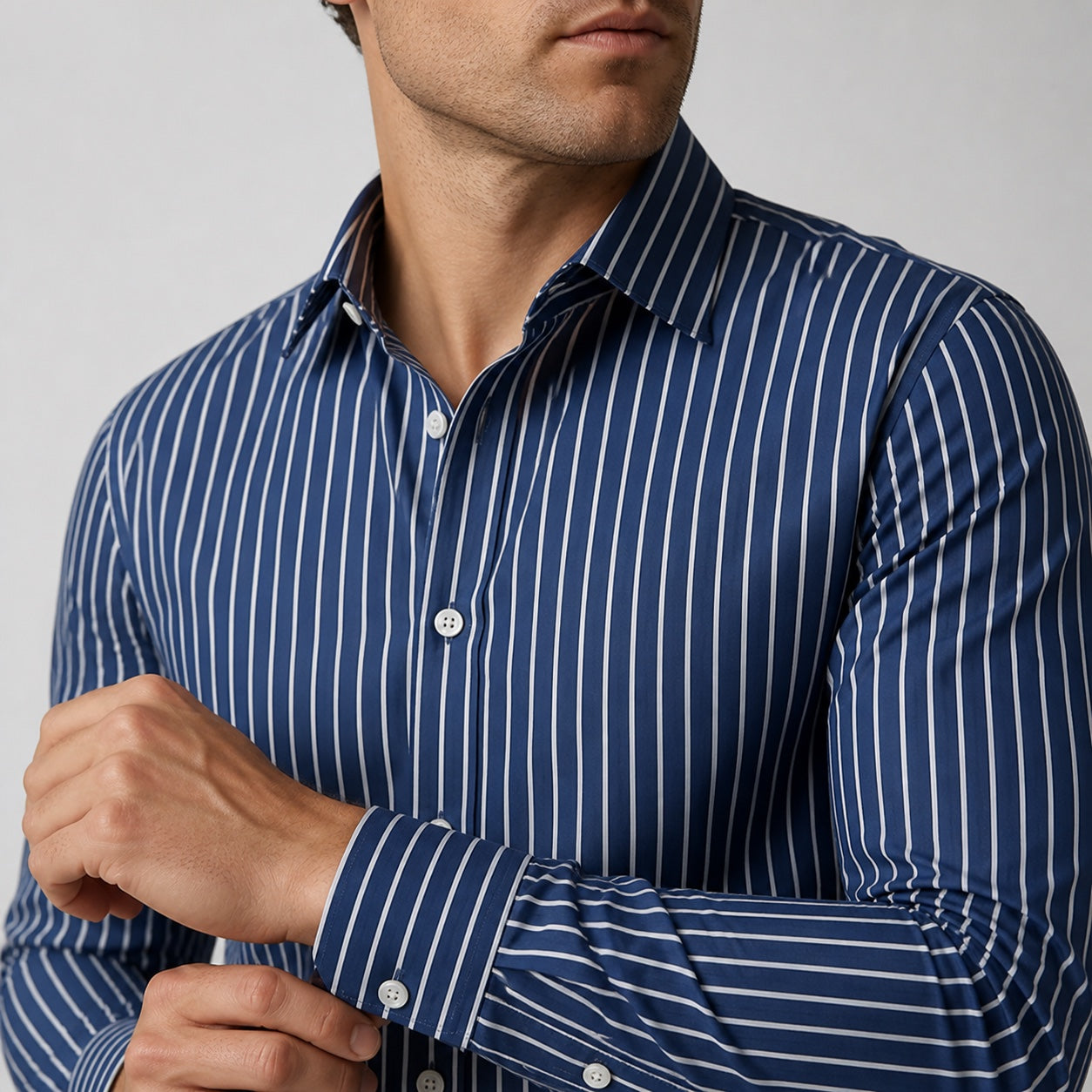 Men's Pinstripe Shirt Long-Sleeve Slim Fit