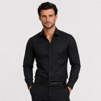 Men's Long-Sleeve Dress Shirt Spread Collar Slim-Fit