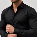 Men's Long-Sleeve Dress Shirt Spread Collar Slim-Fit