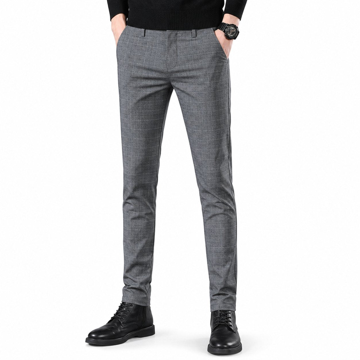 Men's Slim-Fit Tailored Trousers Flat Front