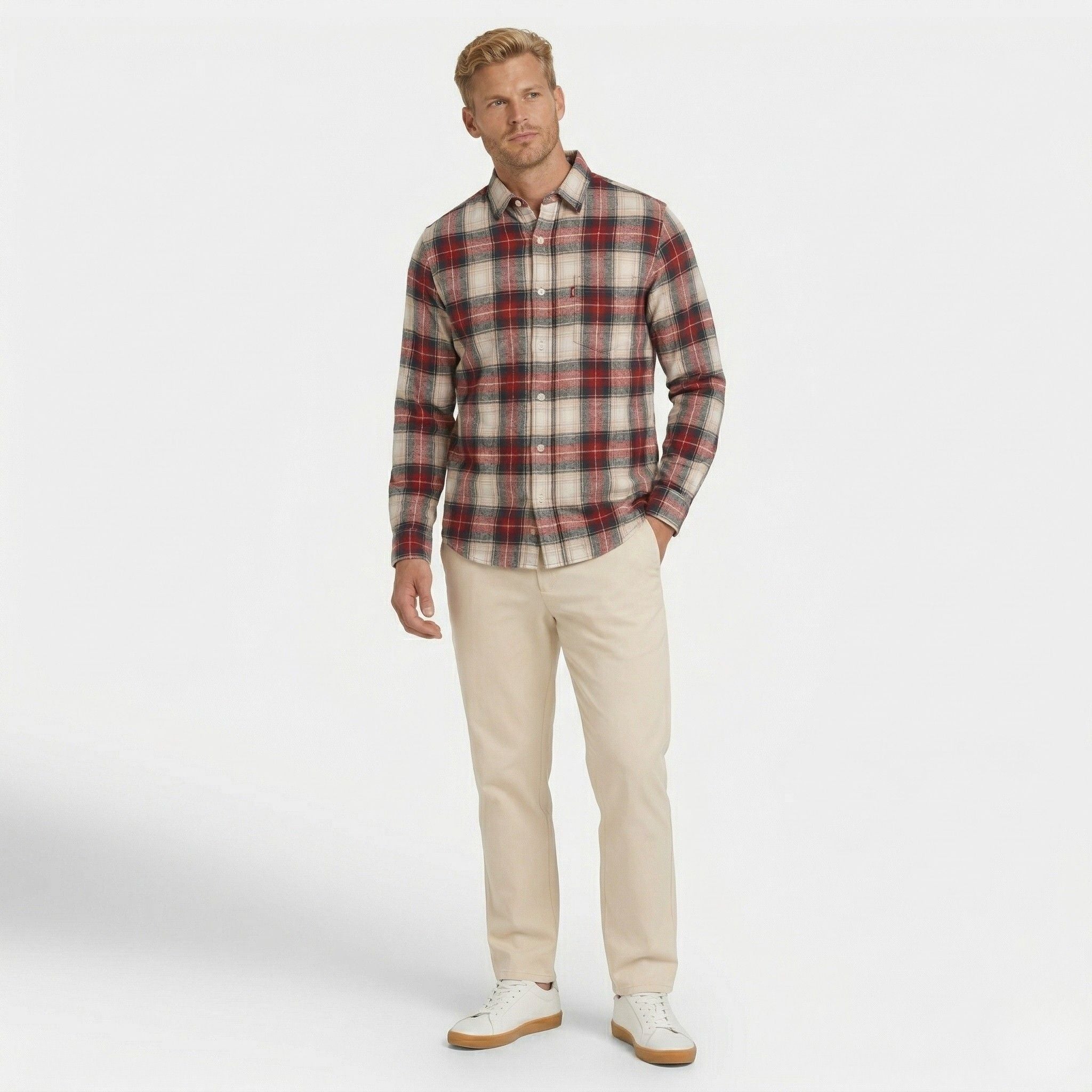 Men's Long Sleeve Shirt Button-Down Collar Regular Fit