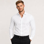Men's Long-Sleeve Dress Shirt Spread Collar Slim-Fit