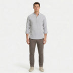 Men's Henley Shirt Long Sleeve Mandarin Collar Regular Fit