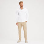 Men's Long-Sleeve Dress Shirt Spread Collar Slim-Fit