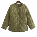 Women's Quilted Jacket Snap-Button Relaxed Fit