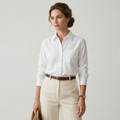 Women's Shirt Long Sleeve Point Collar Button-Down Relaxed Fit