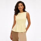 Women's Blouse Sleeveless Peplum Slim Fit