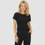Women's Knit Jumper Short Sleeve Crew Neck Relaxed Fit