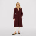 Women's Wool-Blend Coat Longline Flap Pockets Tailored Fit