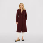 Women's Wool-Blend Coat Longline Flap Pockets Tailored Fit
