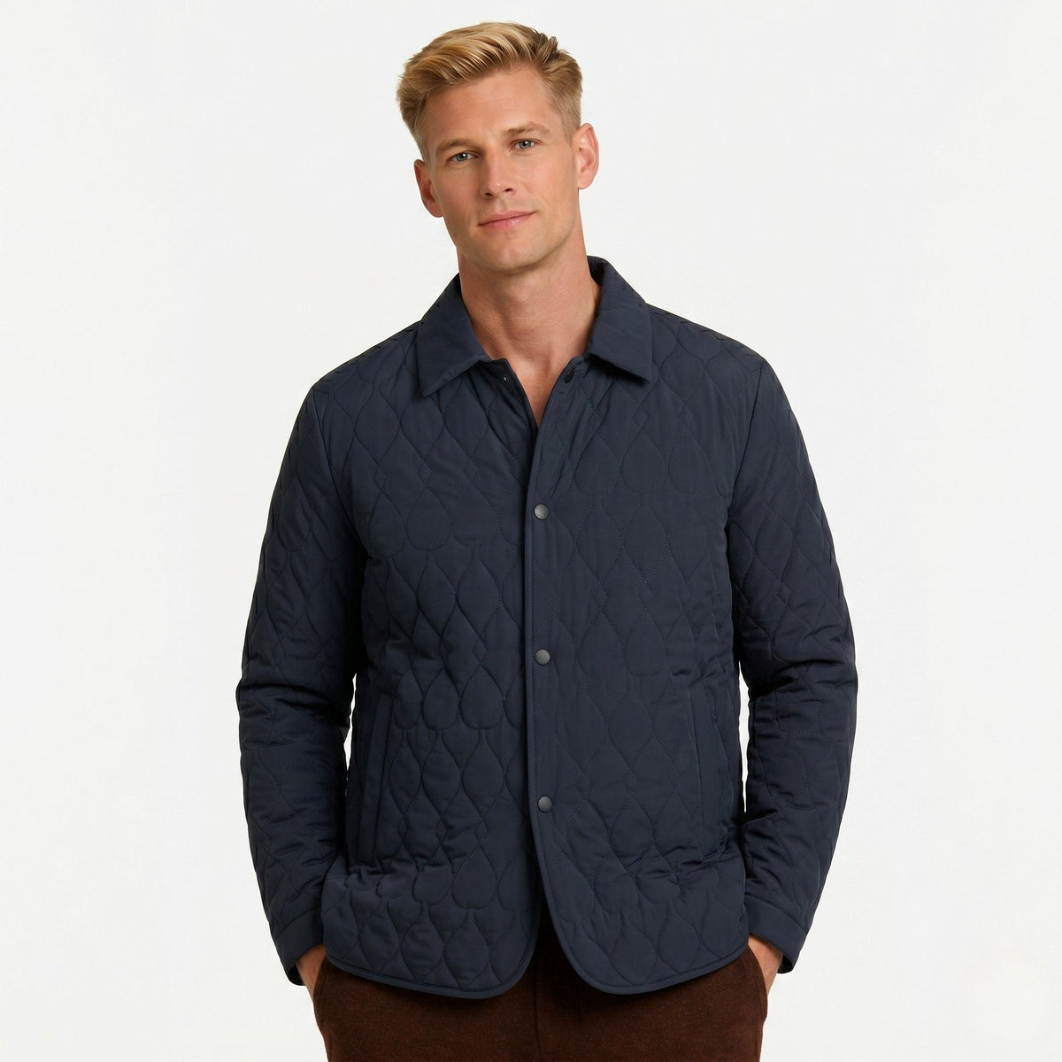 Men's Jacket Diamond Quilted Button Regular Fit