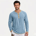 Men's Henley Shirt Long Sleeve Regular Fit