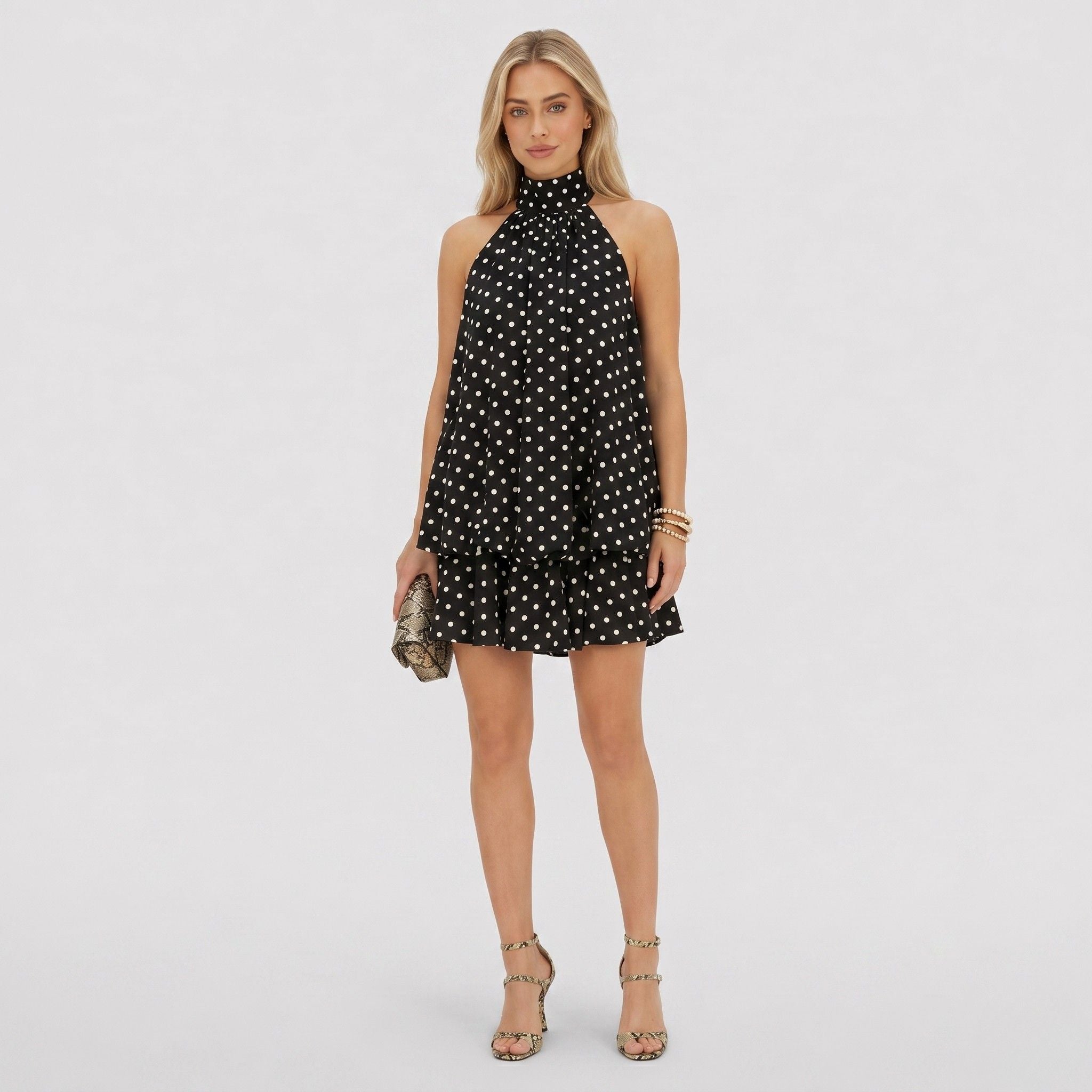 Women's Mini Dress Halter Neck Polka Dot