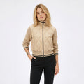 Women's Quilted Jacket Funnel Neck Knit Sleeve Regular Fit