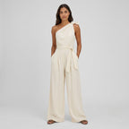 Women's Jumpsuit Dress Tie Waist Leg Relaxed Fit