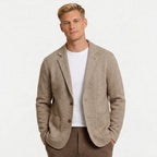 Men's Knitted Cardigan Notch Lapel Single-Button Blazer Regular Fit