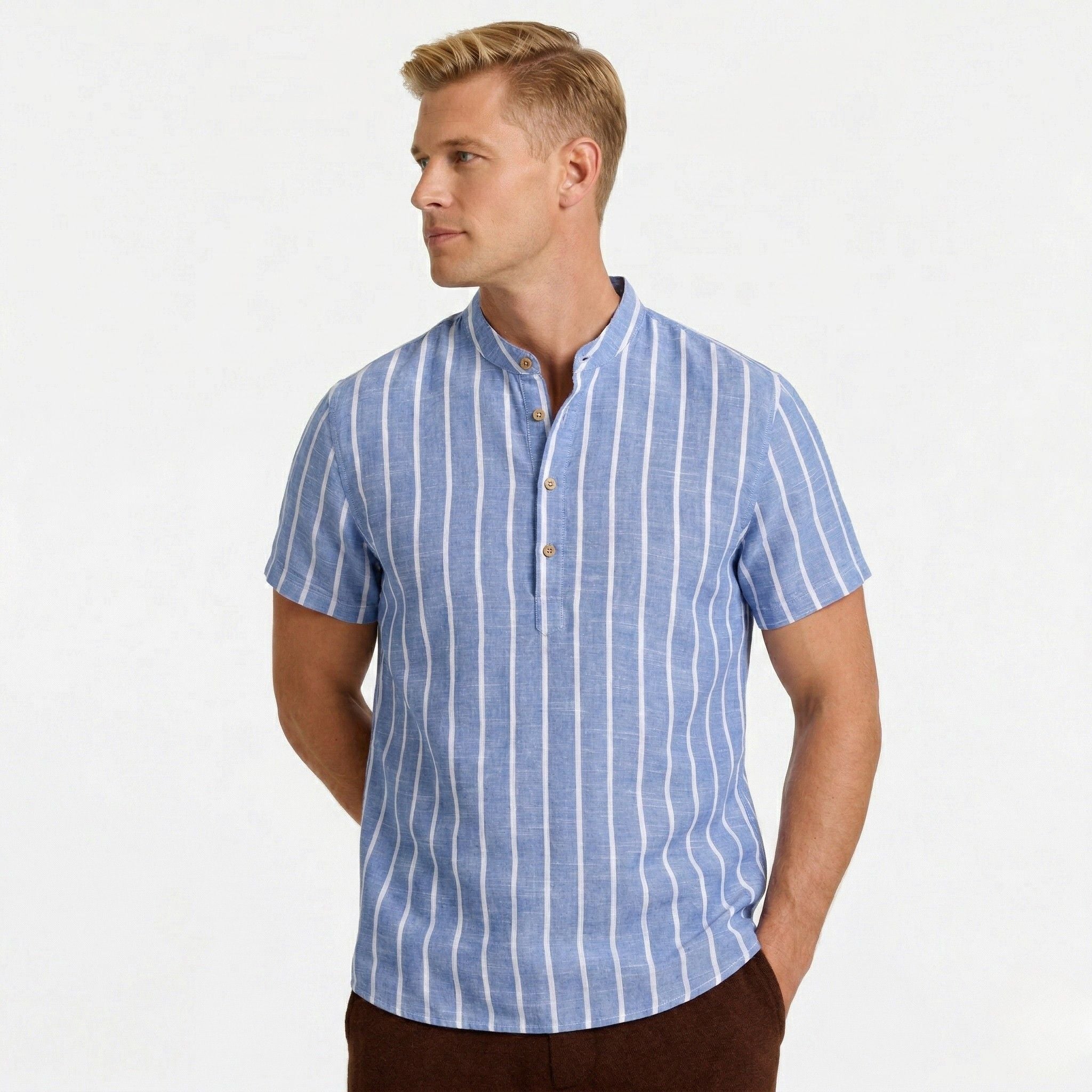 Men's Short Sleeve Shirt Striped Regular Fit