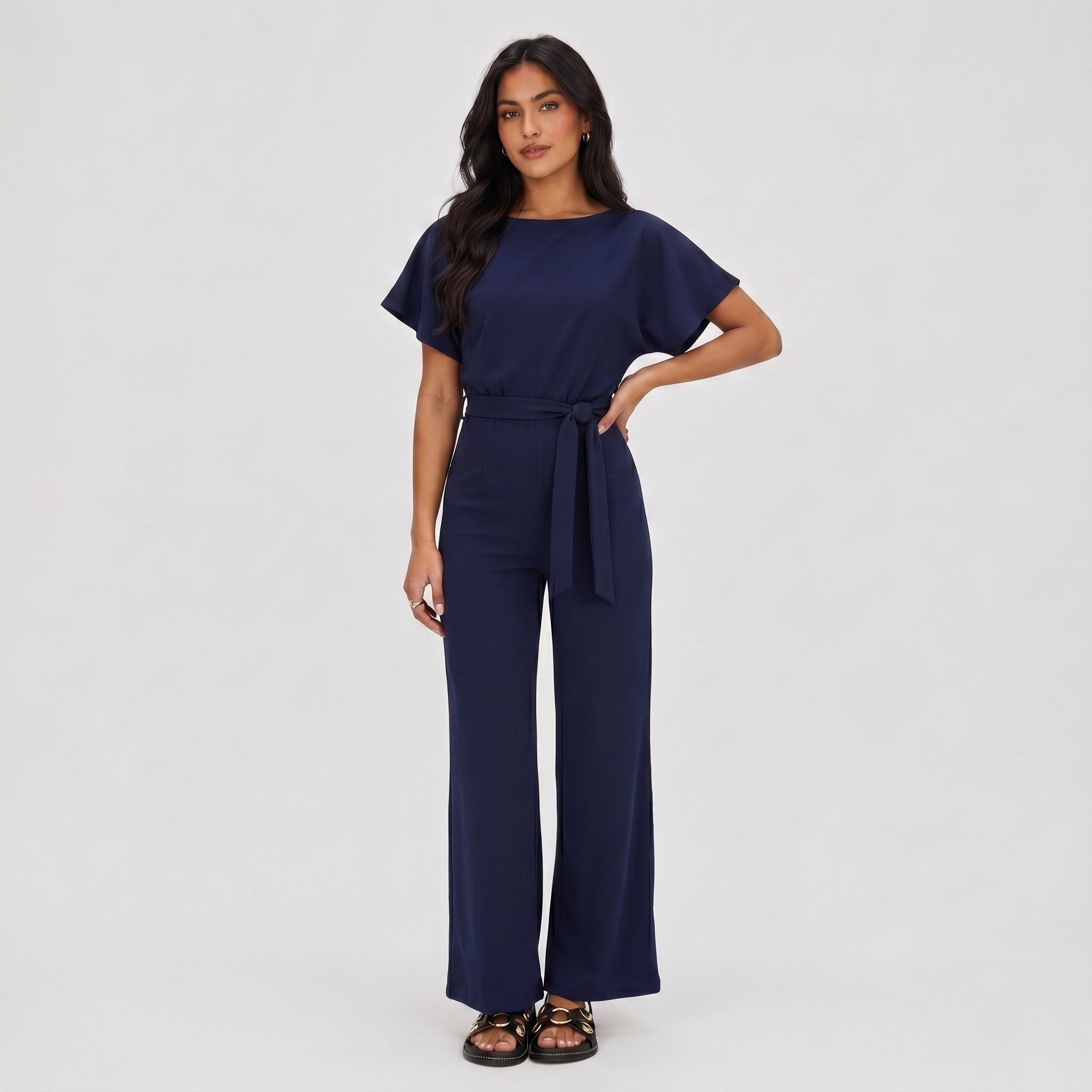 Women's Jumpsuit Tie Waist Wide Leg Relaxed Fit