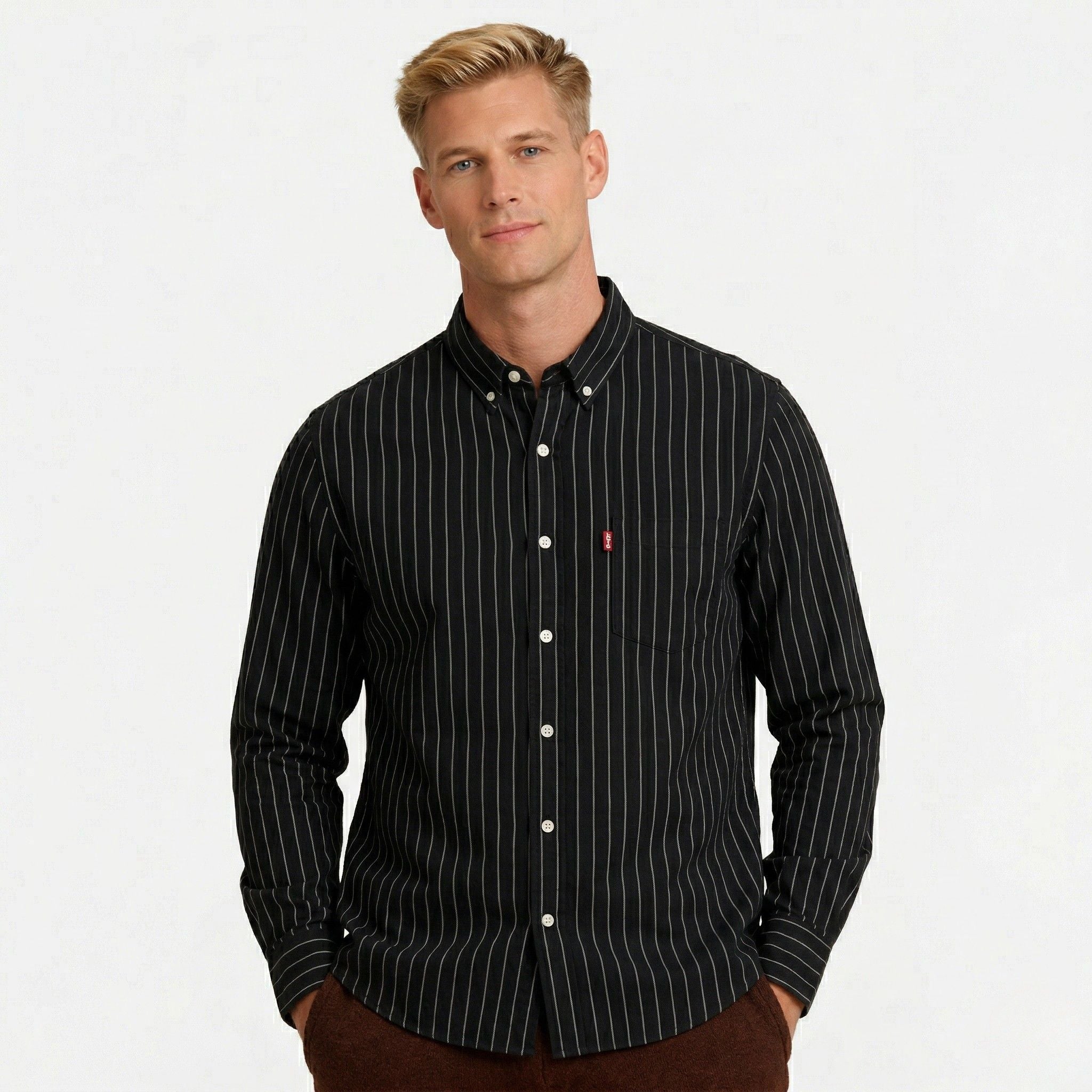 Men's Long Sleeve Shirt Button-Down Collar Regular Fit