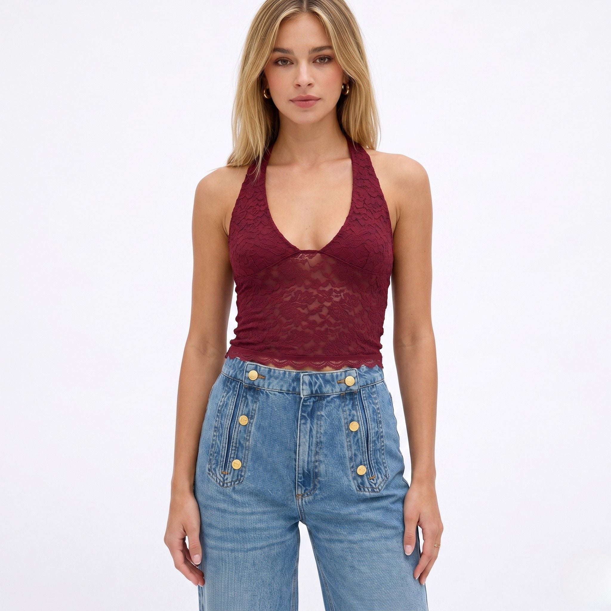 Women's Lace Top Halter Neck