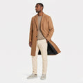 Men's Wool-Blend Overcoat Single-Breasted Notch Lapel  Tailored Fit