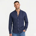 Men's Long Sleeve Shirt Mandarin Collar Pintuck Regular Fit