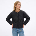 Women's Quilted Jacket Snap-Button Relaxed Fit