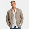 Men's Linen Jacket Notch Lapel Button-Front Blazer Relaxed Fit