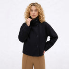 Women's Wool-Textured Coat Jacket Single-Breasted Funnel Neck