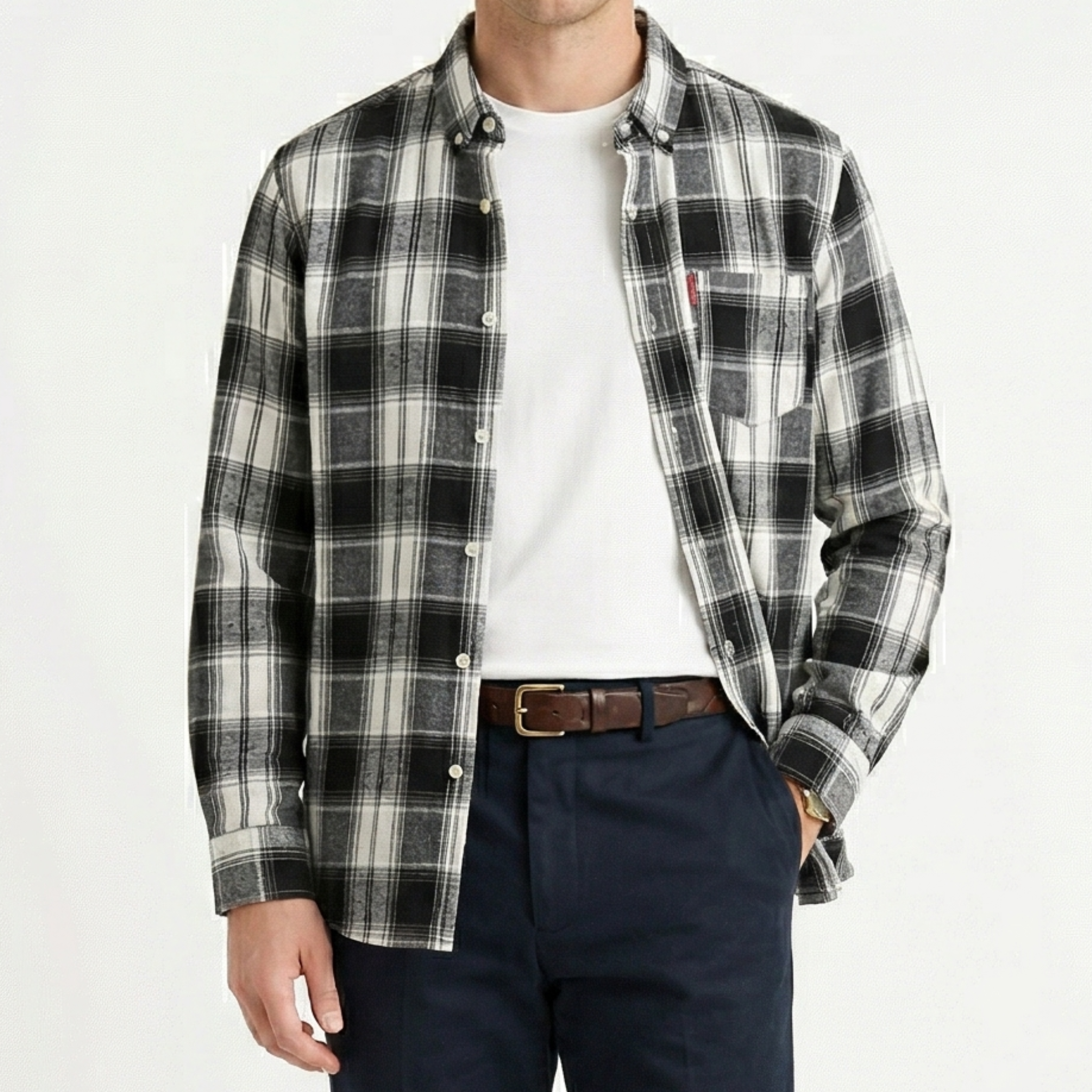 Men's Long Sleeve Shirt Button-Down Collar Regular Fit