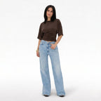 Women's Ruched Crop Top Dolman Sleeve Fitted Waist