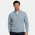 Men's Knit Jumper Cardigan Full-Zip Cable Regular Fit