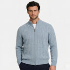 Men's Knit Jumper Cardigan Full-Zip Cable Regular Fit