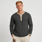 Men's Henley Shirt Long Sleeve Regular Fit