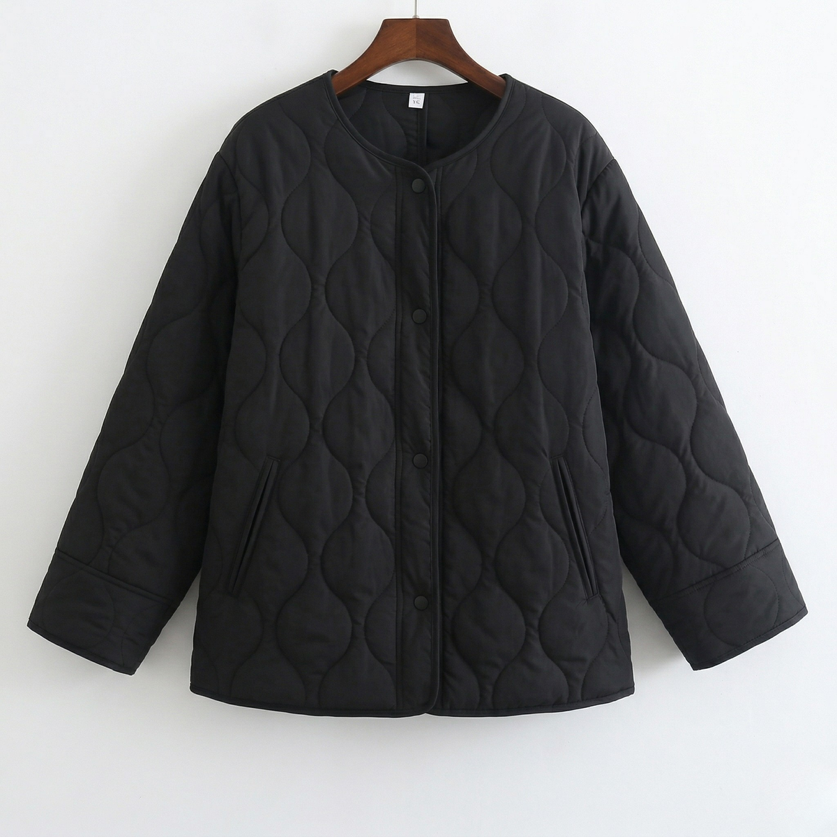 Women's Quilted Jacket Snap-Button Relaxed Fit
