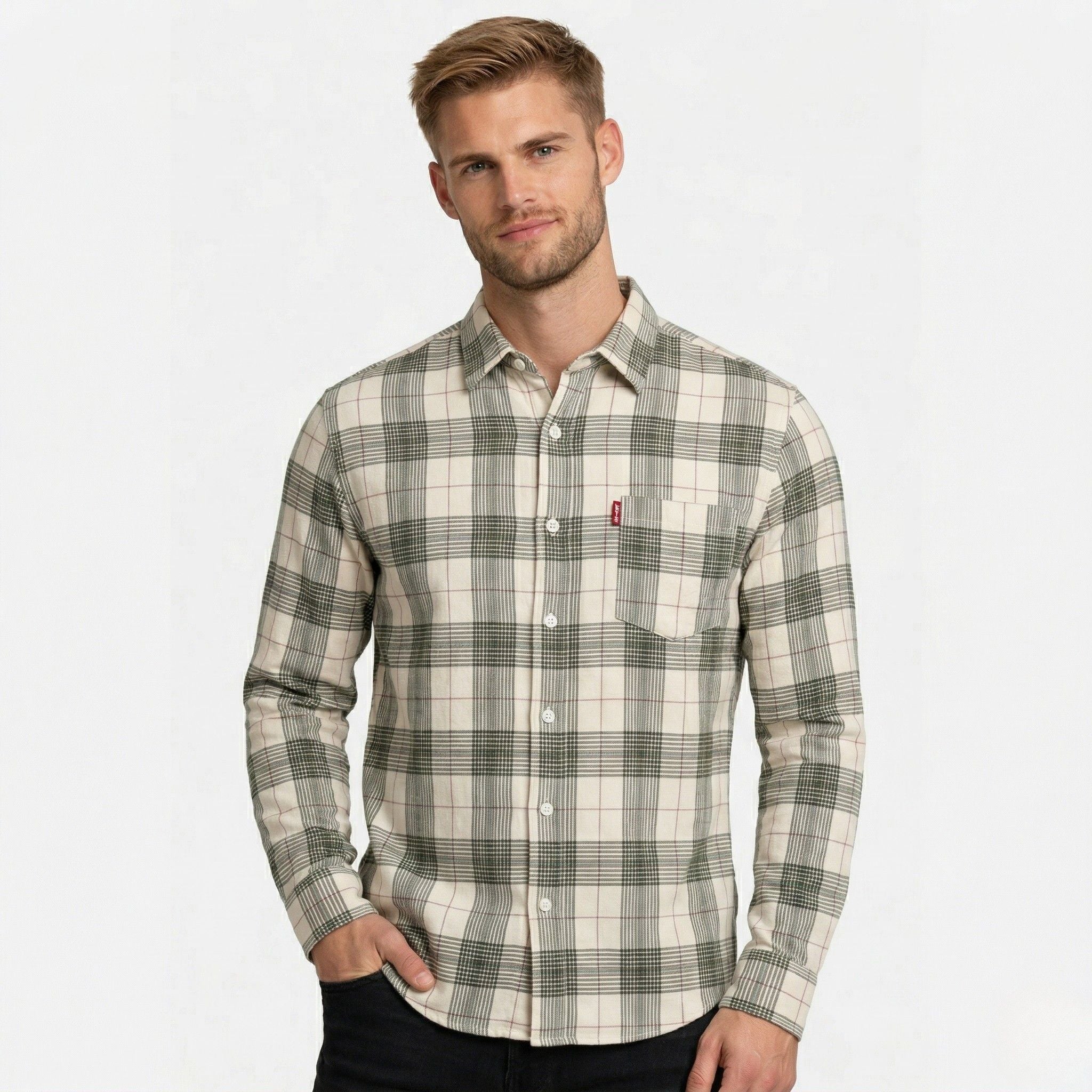 Men's Long Sleeve Shirt Button-Down Collar Regular Fit