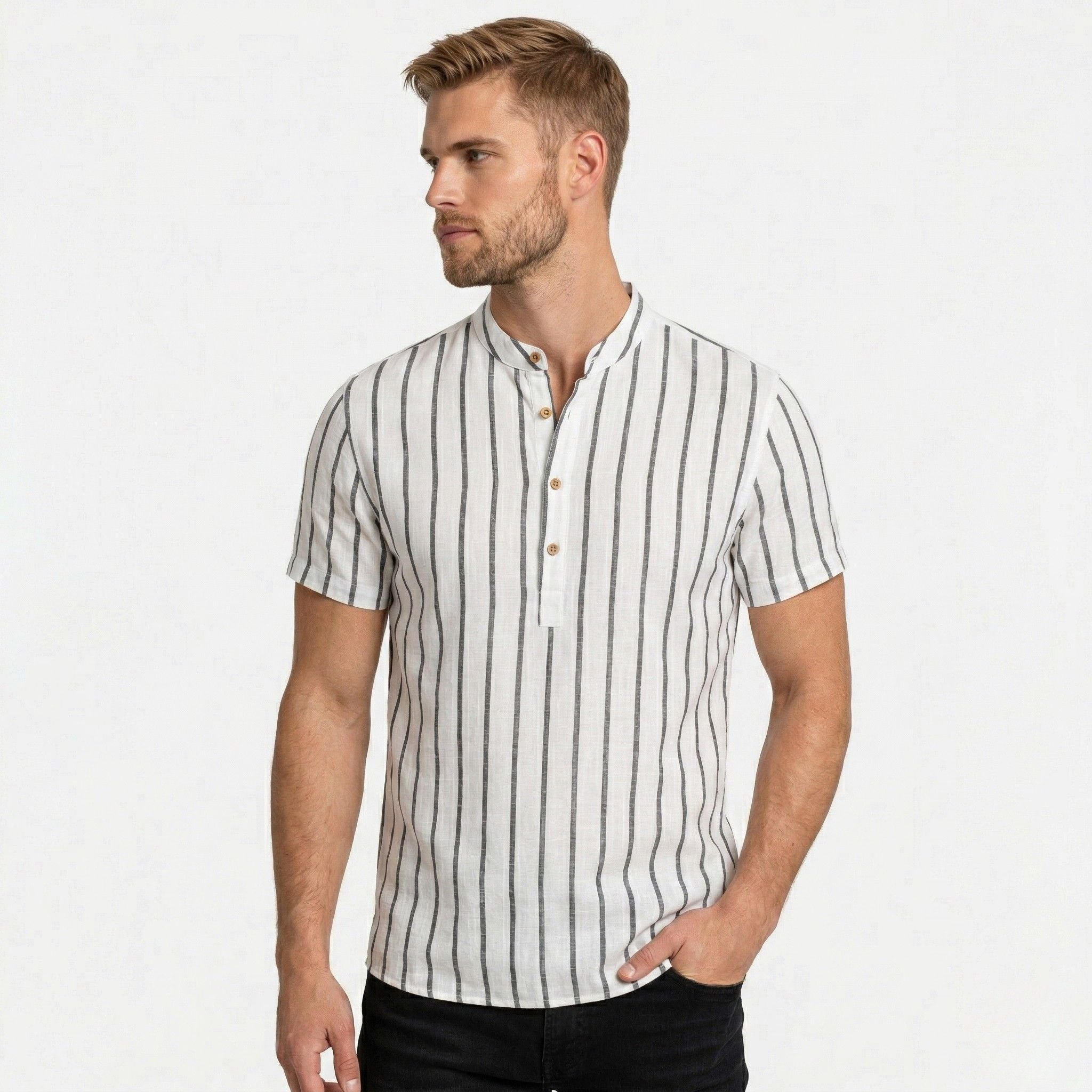 Men's Short Sleeve Shirt Striped Regular Fit