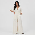 Women's Wrap Jumpsuit V-Neck Batwing Sleeve Wide Leg Relaxed Fit