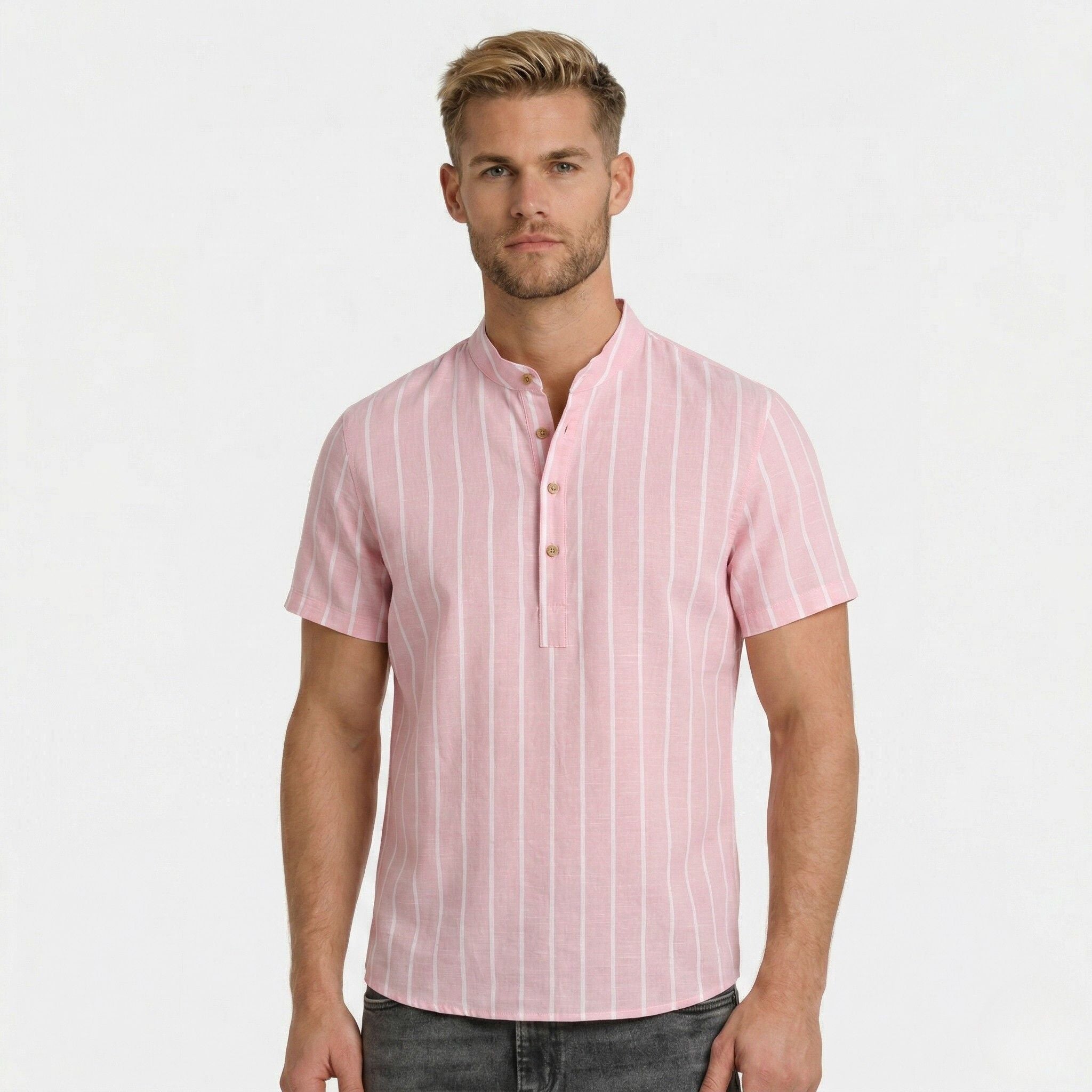 Men's Short Sleeve Shirt Striped Regular Fit