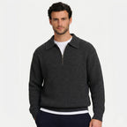 Men's Knit Polo Ribbed Quarter-Zip Relaxed Fit