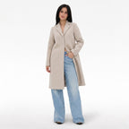 Women's Wool-Blend Coat Notch Lapel Relaxed Fit