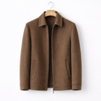 Men's Wool-Blend Harrington Jacket Full-Zip Point Collar Regular Fit