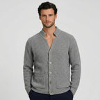 Men's Knit Cardigan Ribbed Patch Pocket Regular Fit