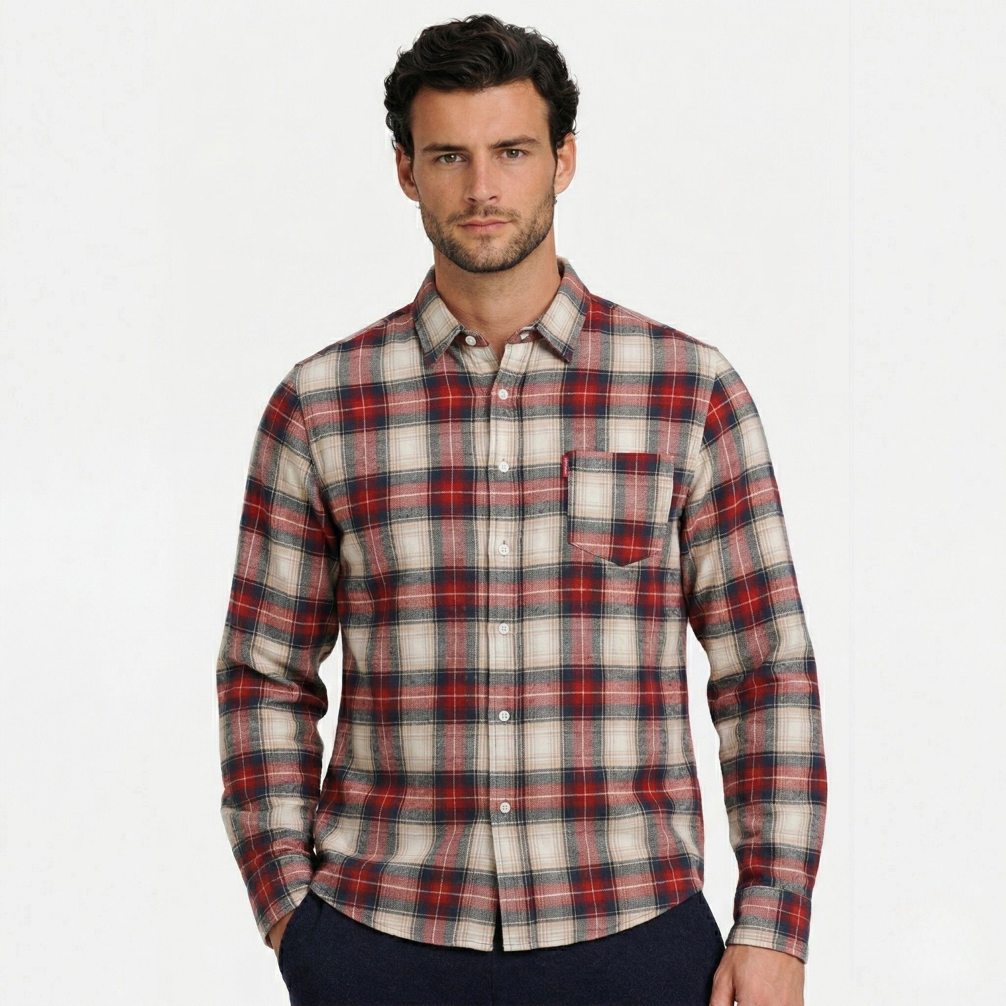 Men's Long Sleeve Shirt Button-Down Collar Regular Fit