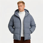Men's Puffer Jacket Hood Zip-Up Regular Fit